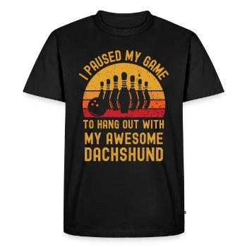Bowling et teckel - T-shirt Premium bio Homme - noir - Devant - Nico (187cm)