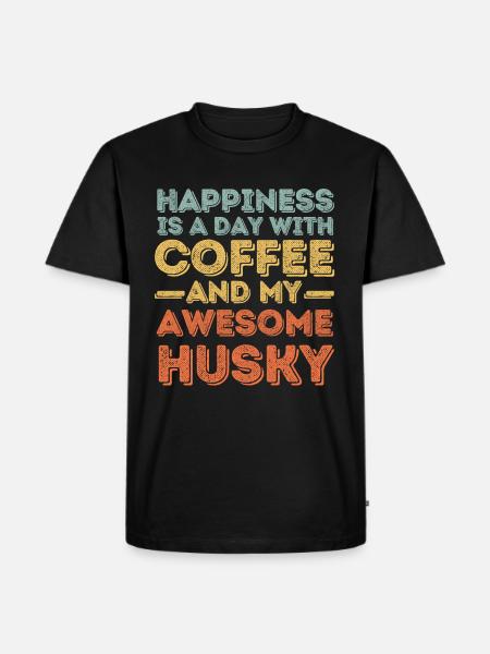 Husky Coffee Dog Cafe - Men's Premium Organic T-Shirt - black