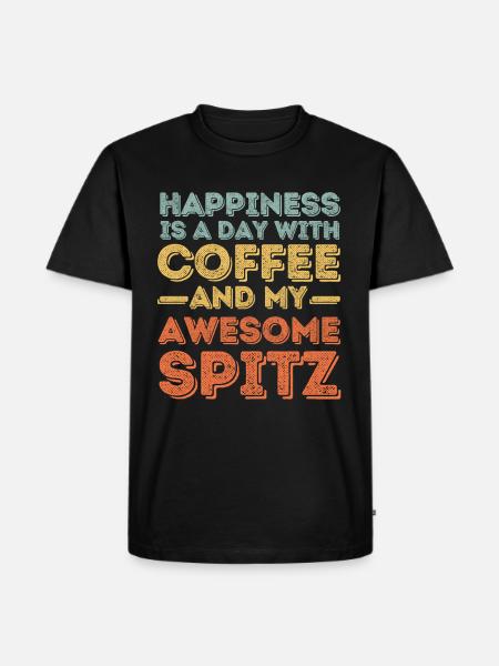 Spitz Kaffee Hund Cafe - Männer Premium Bio T-Shirt - Schwarz
