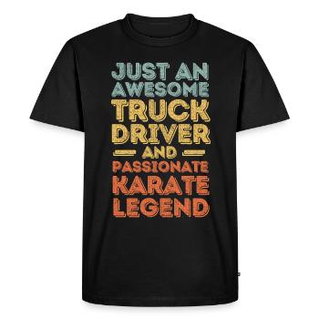 Truck Driver Karate retro - Men's Premium Organic T-Shirt - black - Front - Nico (187cm)