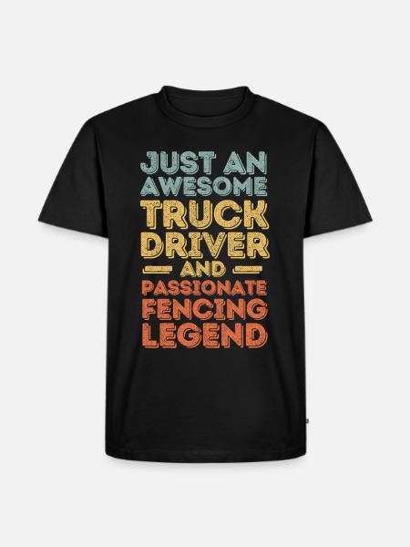 Truck driver fencing retro - Men's Premium Organic T-Shirt - black