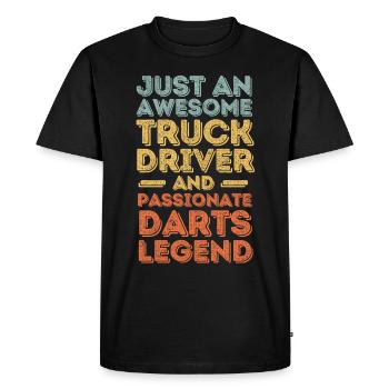 Chauffeur de camion Darts rétro - T-shirt Premium bio Homme - noir - Devant - Nico (187cm)