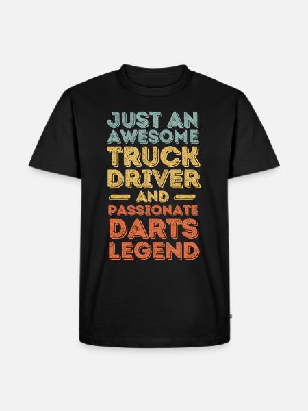 Truck driver Darts retro - Men's Premium Organic T-Shirt - black