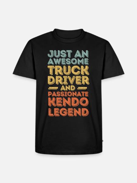 Truck driver Kendo retro - Men's Premium Organic T-Shirt - black