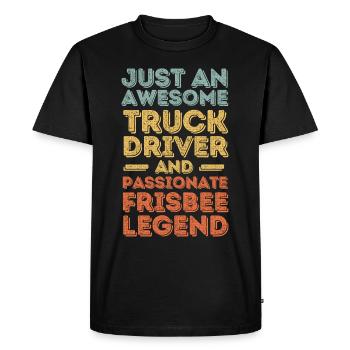 Truck driver Frisbee retro - Men's Premium Organic T-Shirt - black - Front - Nico (187cm)