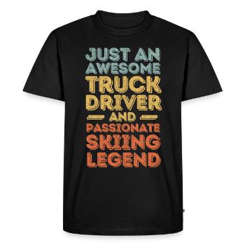 Camionneur ski rétro - T-shirt Premium bio Homme - noir - Devant - Nico (187cm)