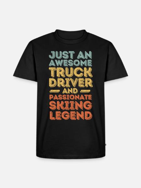 Truck driver skiing retro - Men's Premium Organic T-Shirt - black