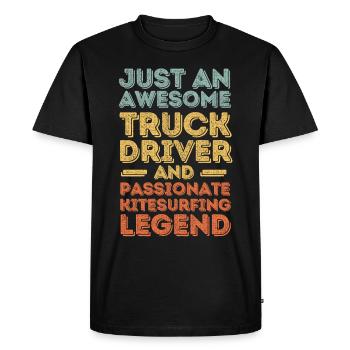 Chauffeur de camion kitesurf rétro - T-shirt Premium bio Homme - noir - Devant - Nico (187cm)