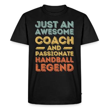 Entraîneur Handball rétro - T-shirt Premium bio Homme - noir - Devant - Nico (187cm)