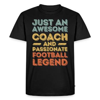 Coach Football retro - Men's Premium Organic T-Shirt - black - Front - Nico (187cm)