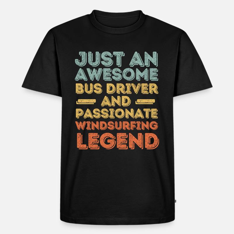 Busfahrer Windsurfen retro - Männer Premium Bio T-Shirt - Schwarz