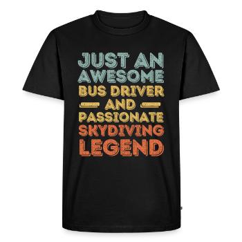 Bus driver skydiving retro - Men's Premium Organic T-Shirt - black - Front - Nico (187cm)