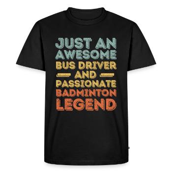 Chauffeur de bus Badminton rétro - T-shirt Premium bio Homme - noir - Devant - Nico (187cm)