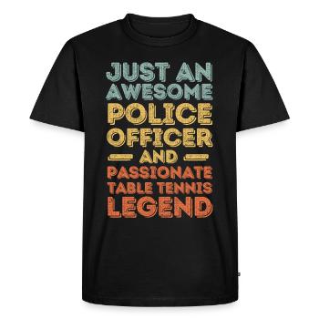 Policier tennis de table rétro - T-shirt Premium bio Homme - noir - Devant - Nico (187cm)