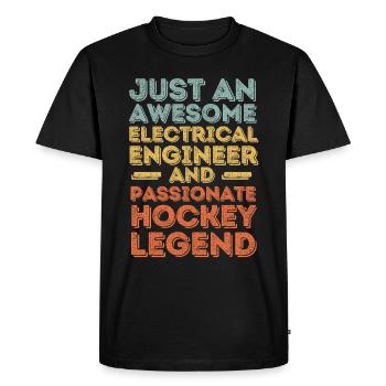 Electrical Engineer Hockey retro - Men's Premium Organic T-Shirt - black - Front - Nico (187cm)