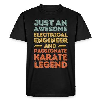 Electrical Engineer Karate retro - Men's Premium Organic T-Shirt - black - Front - Nico (187cm)