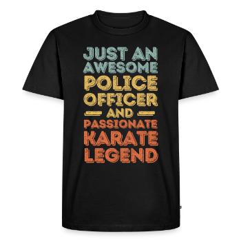Policeman Karate retro - Men's Premium Organic T-Shirt - black - Front - Nico (187cm)