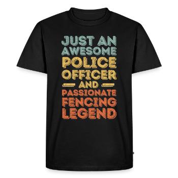 Policeman fencing retro - Men's Premium Organic T-Shirt - black - Front - Nico (187cm)