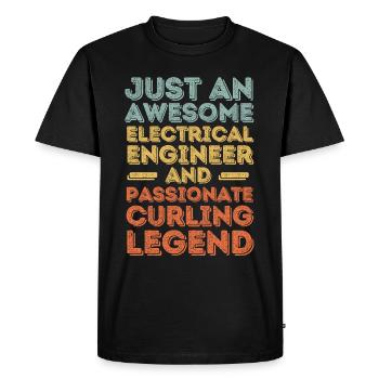 Electrical Engineer Curling retro - Men's Premium Organic T-Shirt - black - Front - Nico (187cm)