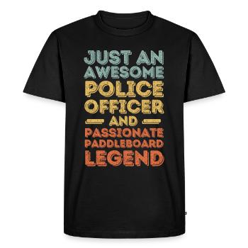 Policeman Paddleboard retro - Men's Premium Organic T-Shirt - black - Front - Nico (187cm)