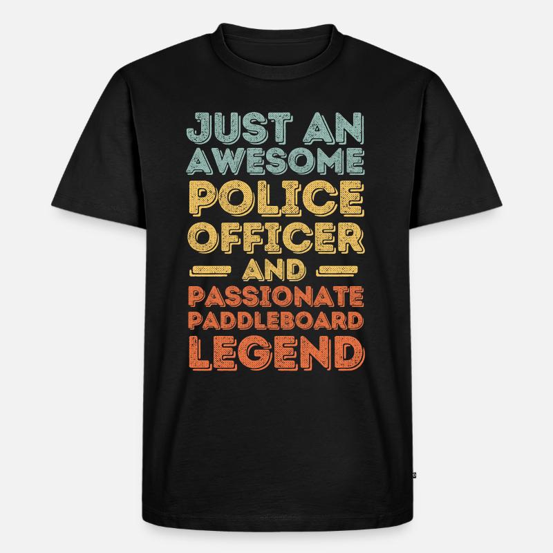 Polizist Paddleboard retro - Männer Premium Bio T-Shirt - Schwarz