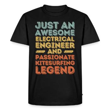 Ingénieur électricien kitesurf rétro - T-shirt Premium bio Homme - noir - Devant - Nico (187cm)