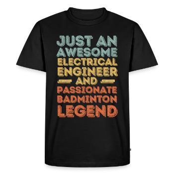 Ingénieur électricien Badminton rétro - T-shirt Premium bio Homme - noir - Devant - Nico (187cm)