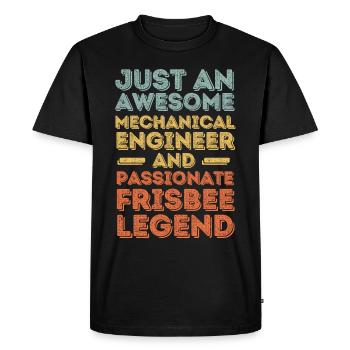 Ingénieur Mécanique Frisbee retro - T-shirt Premium bio Homme - noir - Devant - Nico (187cm)