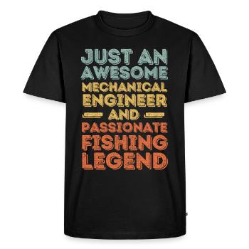 Ingénieur Mécanique Pêche rétro - T-shirt Premium bio Homme - noir - Devant - Nico (187cm)