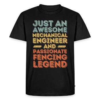 Ingénieur mécanicien escrime rétro - T-shirt Premium bio Homme - noir - Devant - Nico (187cm)