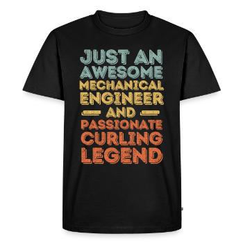 Ingénieur en mécanique Curling rétro - T-shirt Premium bio Homme - noir - Devant - Nico (187cm)