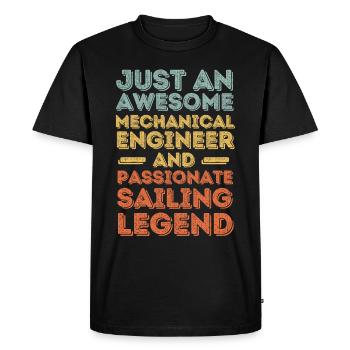 Ingénieur Mécanique Voile rétro - T-shirt Premium bio Homme - noir - Devant - Nico (187cm)