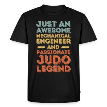 Ingénieur Mécanique Judo rétro - T-shirt Premium bio Homme - noir - Devant - Nico (187cm)