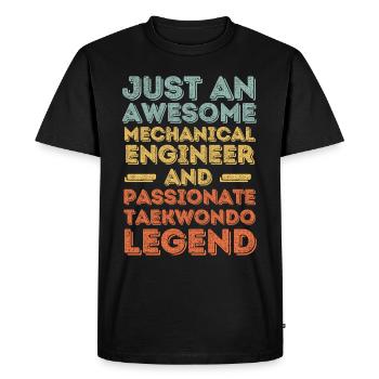 Ingénieur Mécanique Taekwondo rétro - T-shirt Premium bio Homme - noir - Devant - Nico (187cm)