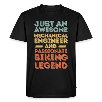 Ingénieur Mécanique Cyclisme rétro - T-shirt Premium bio Homme - noir - Devant - Nico (187cm)