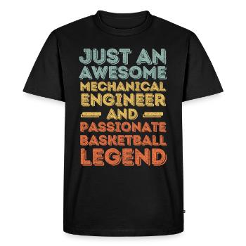 Ingénieur Mécanique Basketball rétro - T-shirt Premium bio Homme - noir - Devant - Nico (187cm)