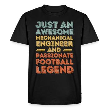 Ingénieur Mécanique Football rétro - T-shirt Premium bio Homme - noir - Devant - Nico (187cm)