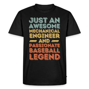 Ingénieur Mécanique Baseball rétro - T-shirt Premium bio Homme - noir - Devant - Nico (187cm)