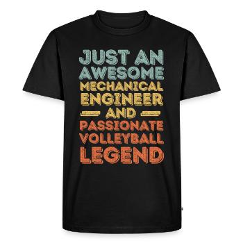 Ingénieur Mécanique Volleyball rétro - T-shirt Premium bio Homme - noir - Devant - Nico (187cm)