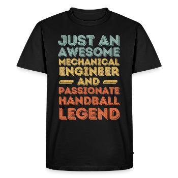 Ingénieur Mécanique Handball rétro - T-shirt Premium bio Homme - noir - Devant - Nico (187cm)