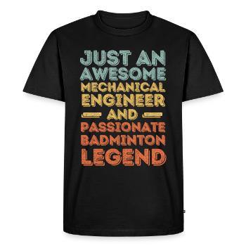 Ingénieur Mécanique Badminton rétro - T-shirt Premium bio Homme - noir - Devant - Nico (187cm)