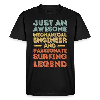 Ingénieur Mécanique Surf rétro - T-shirt Premium bio Homme - noir - Devant - Nico (187cm)