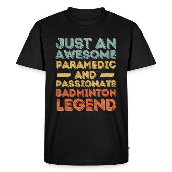Paramedic Badminton rétro - T-shirt Premium bio Homme - noir - Devant - Nico (187cm)