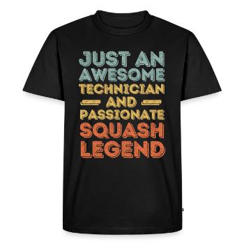 Technicien Squash rétro - T-shirt Premium bio Homme - noir - Devant - Nico (187cm)