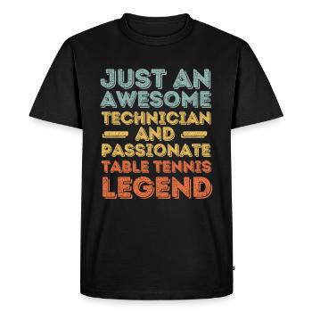 Technicien tennis de table rétro - T-shirt Premium bio Homme - noir - Devant - Nico (187cm)