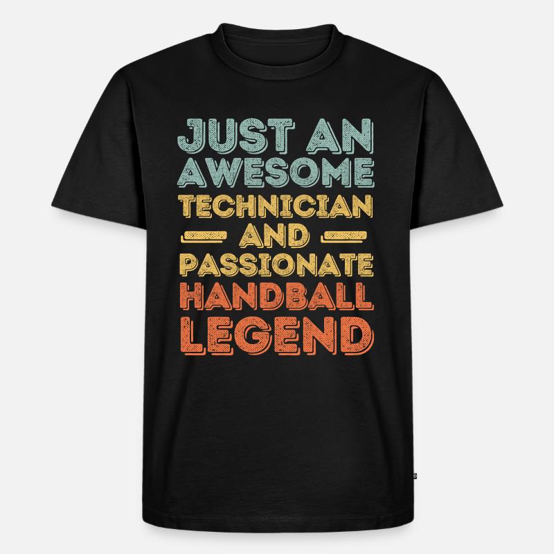 Techniker Handball retro - Männer Premium Bio T-Shirt - Schwarz