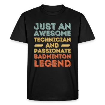 Technicien Badminton rétro - T-shirt Premium bio Homme - noir - Devant - Nico (187cm)