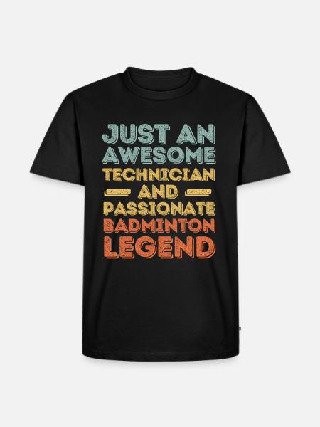Technicien Badminton rétro - T-shirt Premium bio Homme - noir