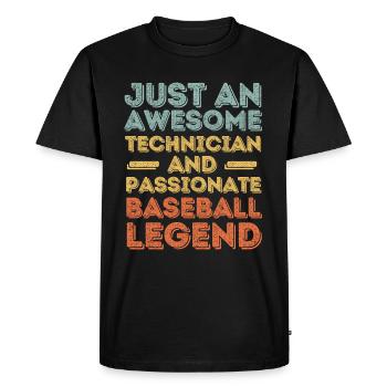 Technician Baseball retro - Men's Premium Organic T-Shirt - black - Front - Nico (187cm)