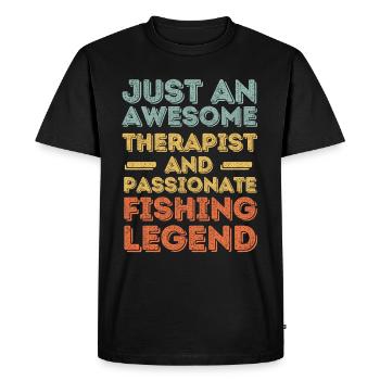 Thérapeute Pêche rétro - T-shirt Premium bio Homme - noir - Devant - Nico (187cm)